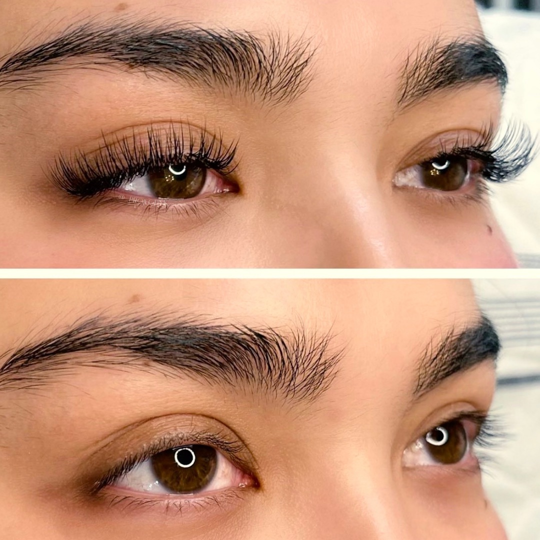 Project Ink client photo lash volume extensions before and after